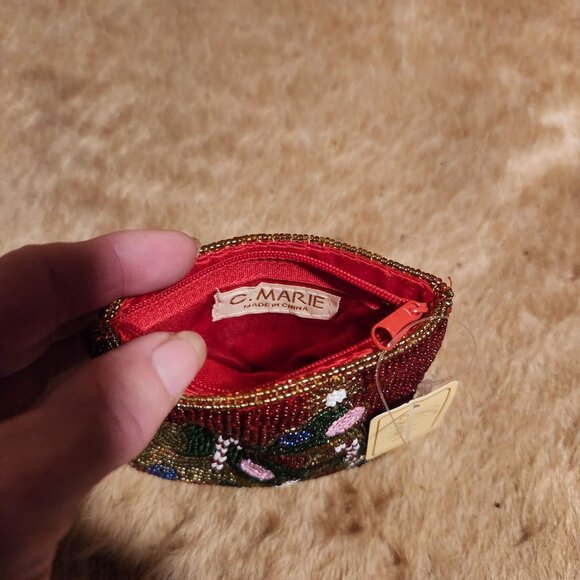 Vintage NWT Beaded Holiday Coin Purse With Christmas Tree Design By C. Marie Col - Picture 3 of 3